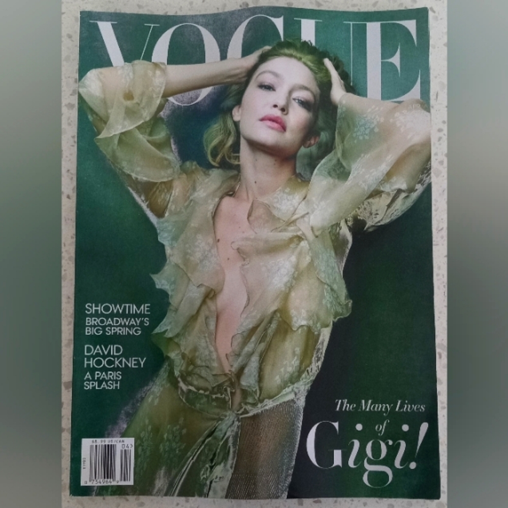 Vogue Magazine Cover with Sheer Green Dress
